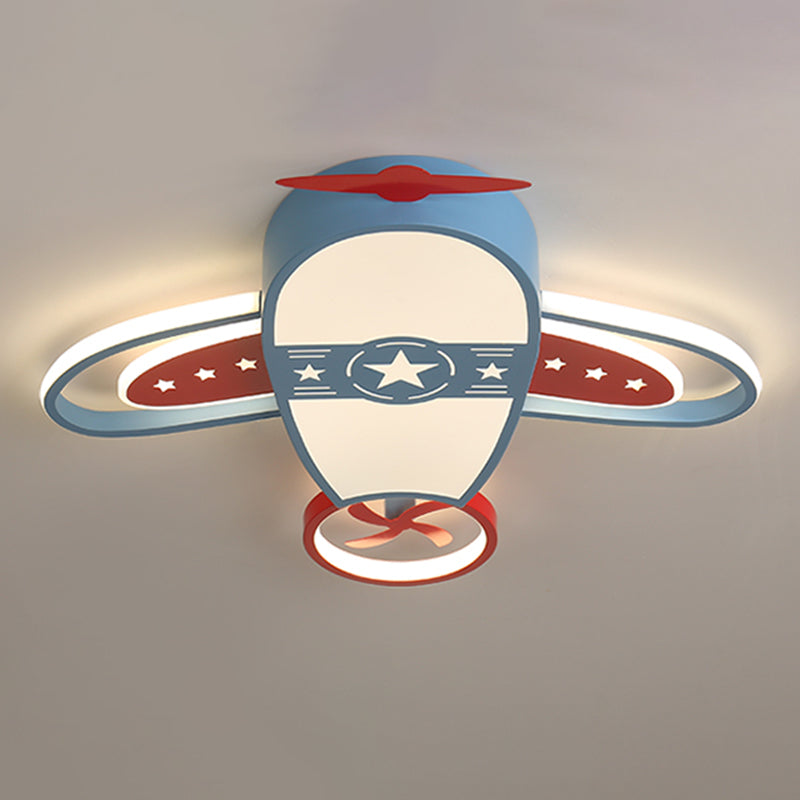 Plane Shape LED Ceiling Lamp Kids Style Iron 6 Lights Flush Mount for Bedroom