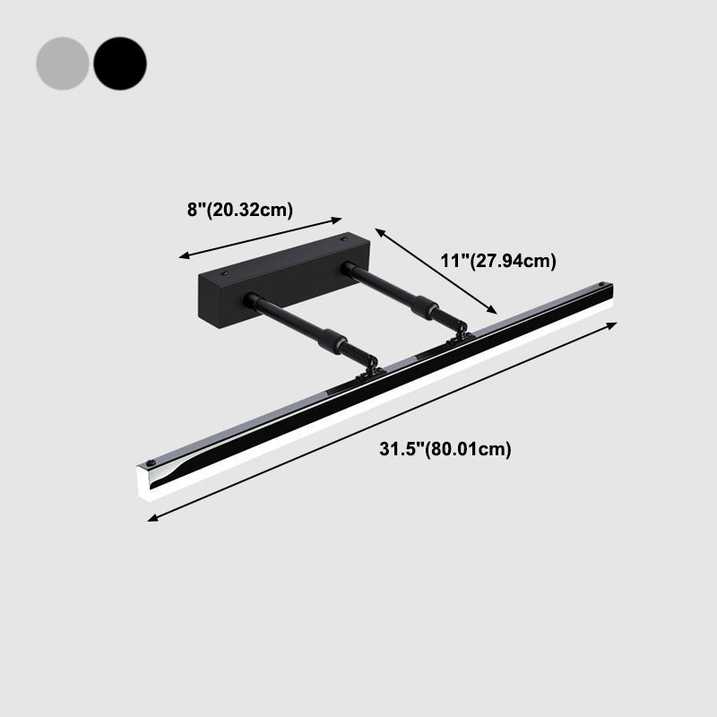 Linear Vanity Light Modern Metal Single Light LED Mirror Light for Bathroom