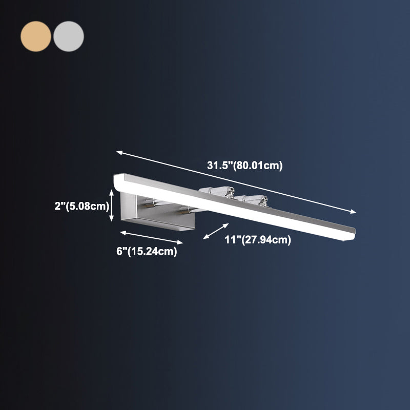 Linear Modern Vanity Light Metal Single Light LED Mirror Light for Bathroom