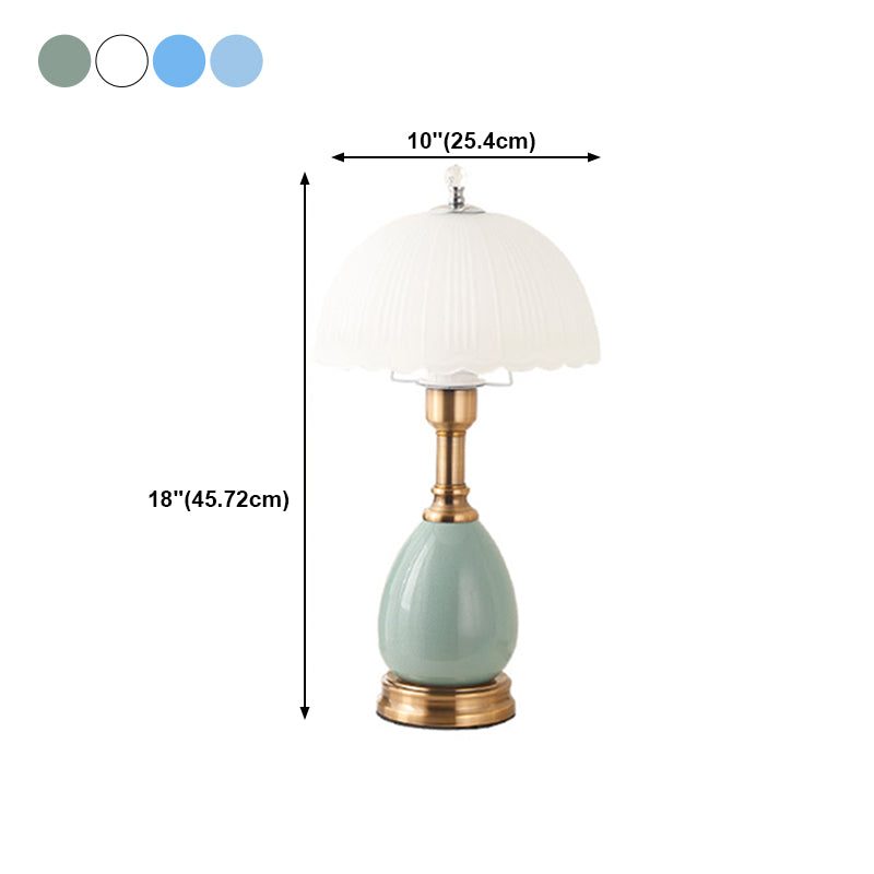 1-Light Bedroom Table Lamp Modern Style Glass Dome Shade Nightstand Light