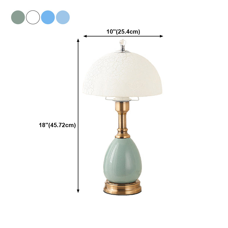 1-Light Bedroom Table Lamp Modern Style Glass Dome Shade Nightstand Light