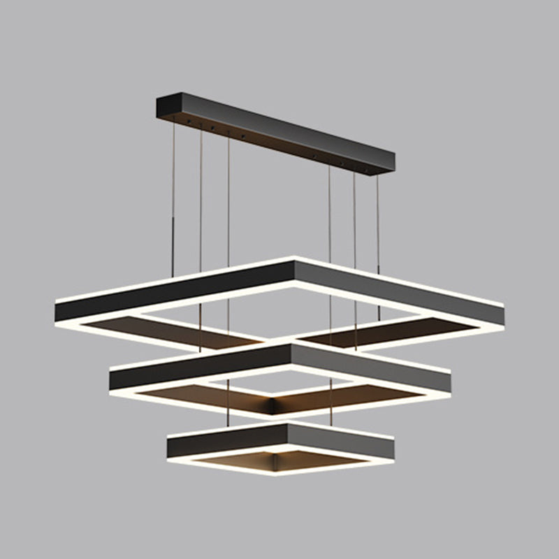 Modern Layered Chandelier Metal Square LED Chandelier Pendant for Living Room