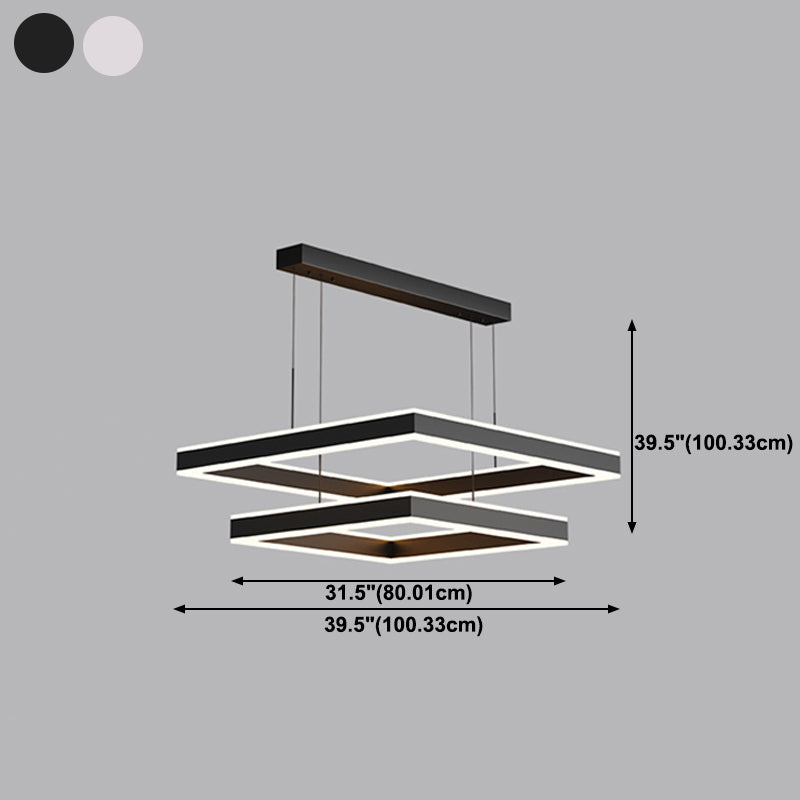 Modern Layered Chandelier Metal Square LED Chandelier Pendant for Living Room