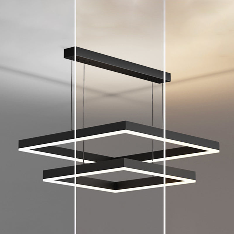 Modern Layered Chandelier Aluminum Square LED Chandelier Pendant for Living Room