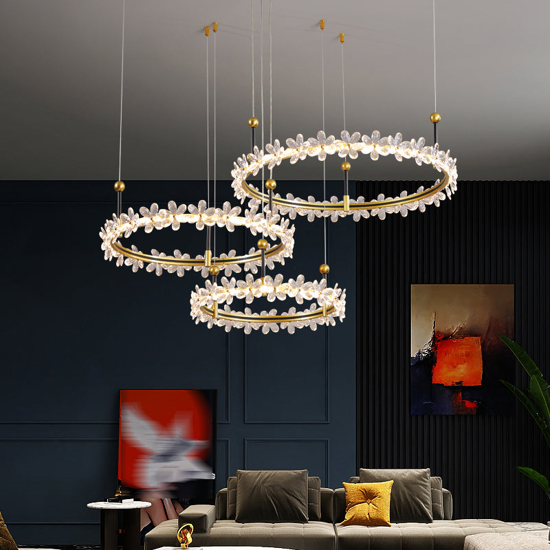 3-Tier Shape Chandelier Lights Modern Metal 3 Light Chandelier Lighting Fixtures in Gold