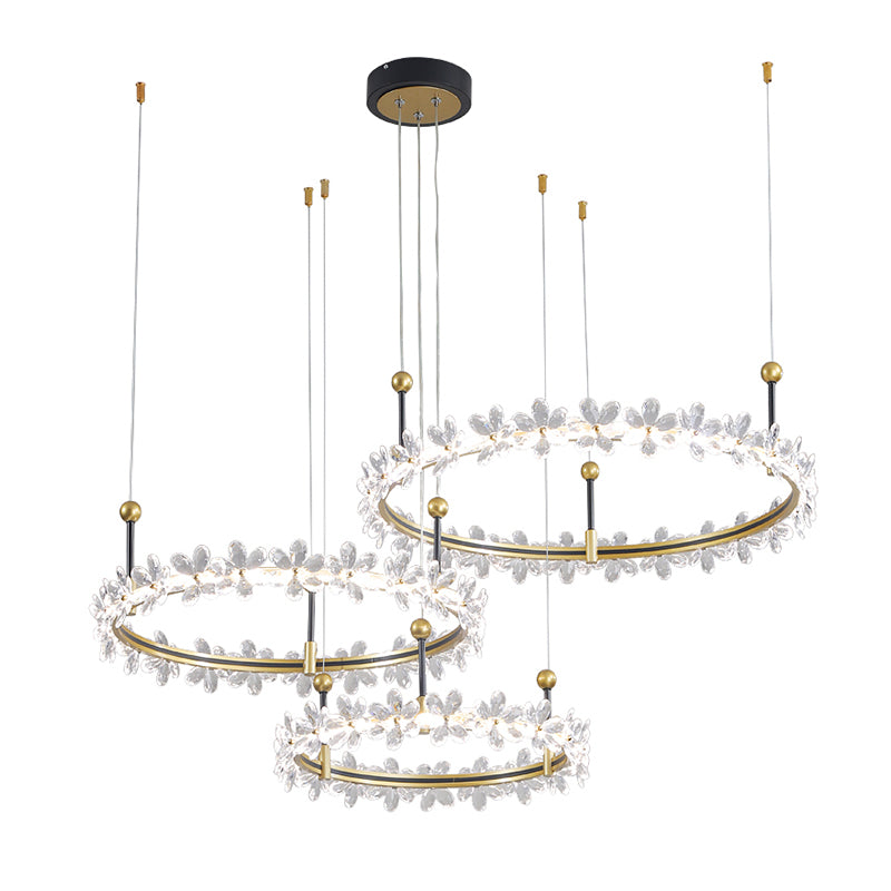 3-Tier Shape Chandelier Lights Modern Metal 3 Light Chandelier Lighting Fixtures in Gold