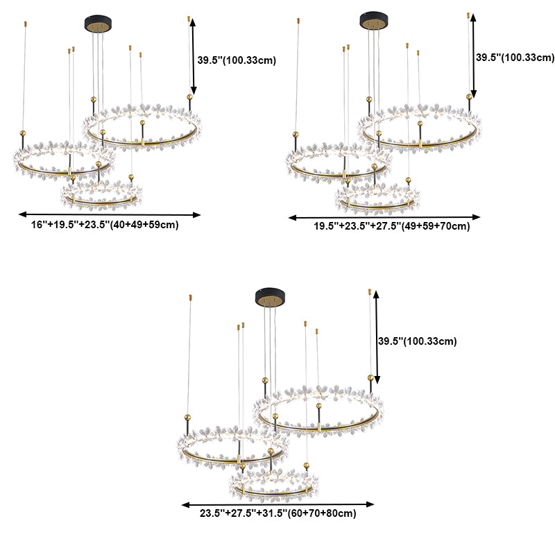 3-Tier Shape Chandelier Lights Modern Metal 3 Light Chandelier Lighting Fixtures in Gold