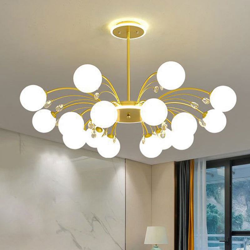 Spherical Shape Chandelier Lighting Modern Style Glass Multi Light Hanging Lamp