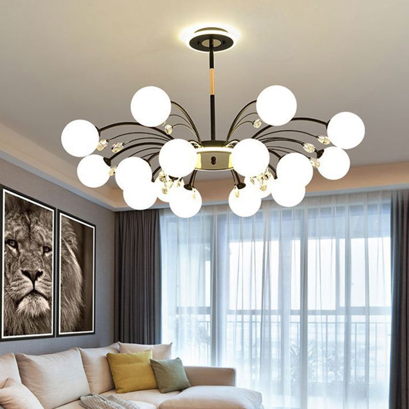 Spherical Shape Chandelier Lighting Modern Style Glass Multi Light Hanging Lamp