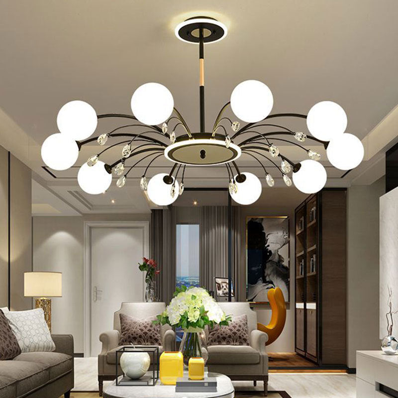 Spherical Shape Chandelier Lighting Modern Style Glass Multi Light Hanging Lamp