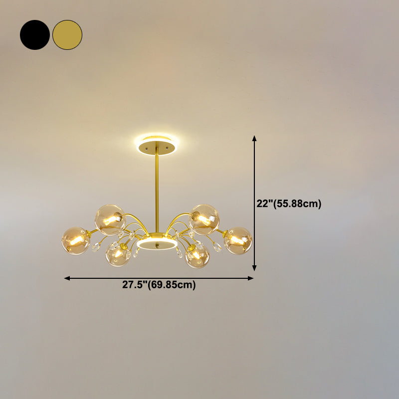 Spherical Shape Chandelier Lighting Modern Style Glass Multi Light Hanging Lamp