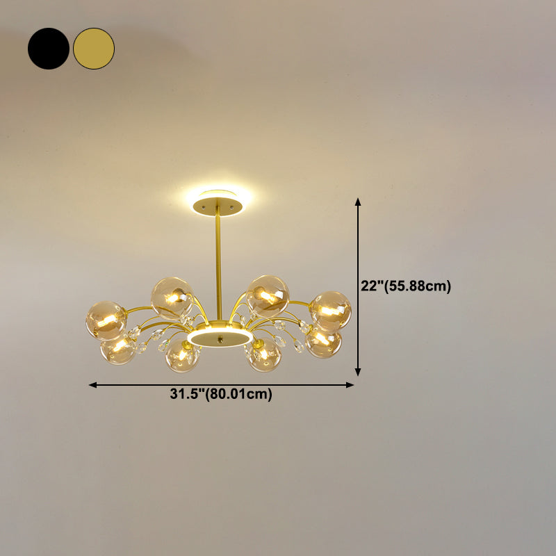 Spherical Shape Chandelier Lighting Modern Style Glass Multi Light Hanging Lamp