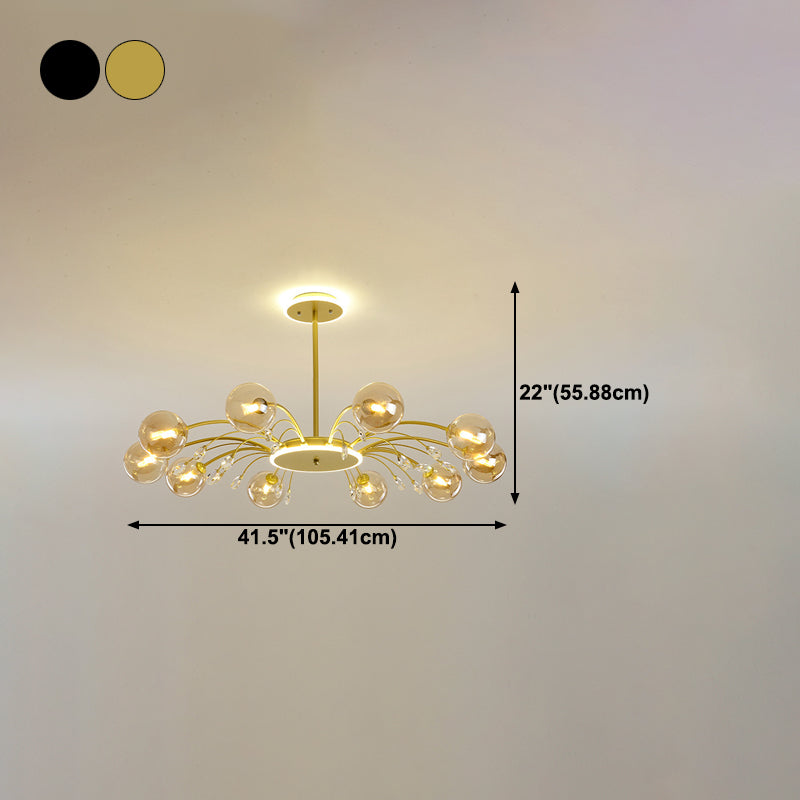 Spherical Shape Chandelier Lighting Modern Style Glass Multi Light Hanging Lamp