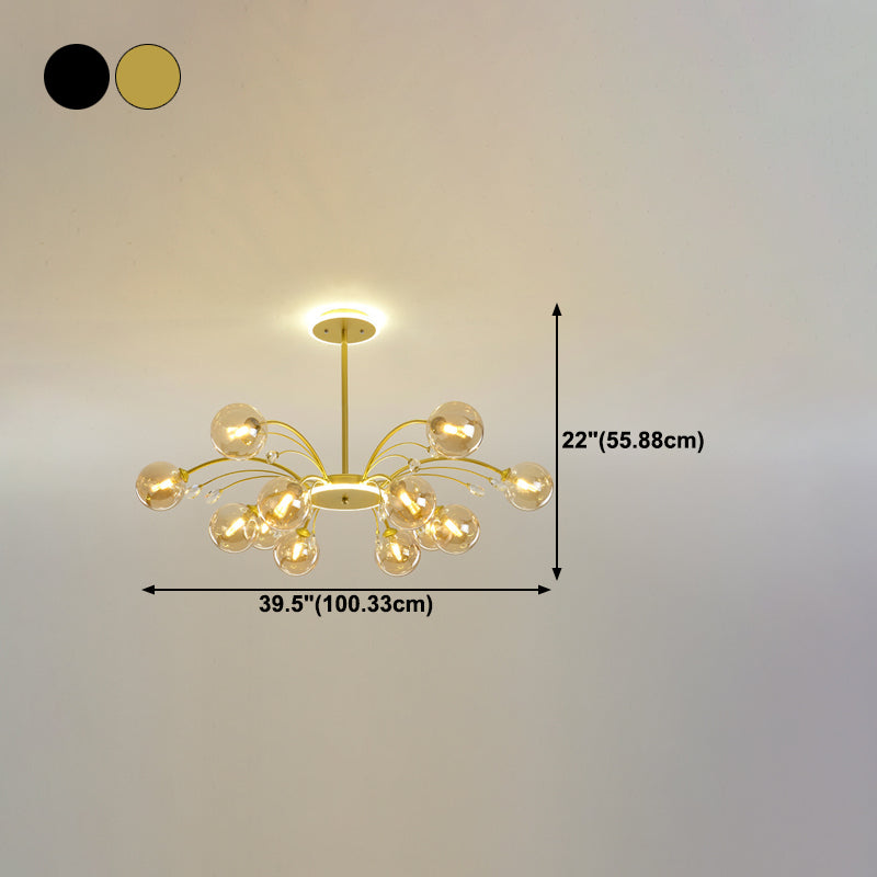 Spherical Shape Chandelier Lighting Modern Style Glass Multi Light Hanging Lamp