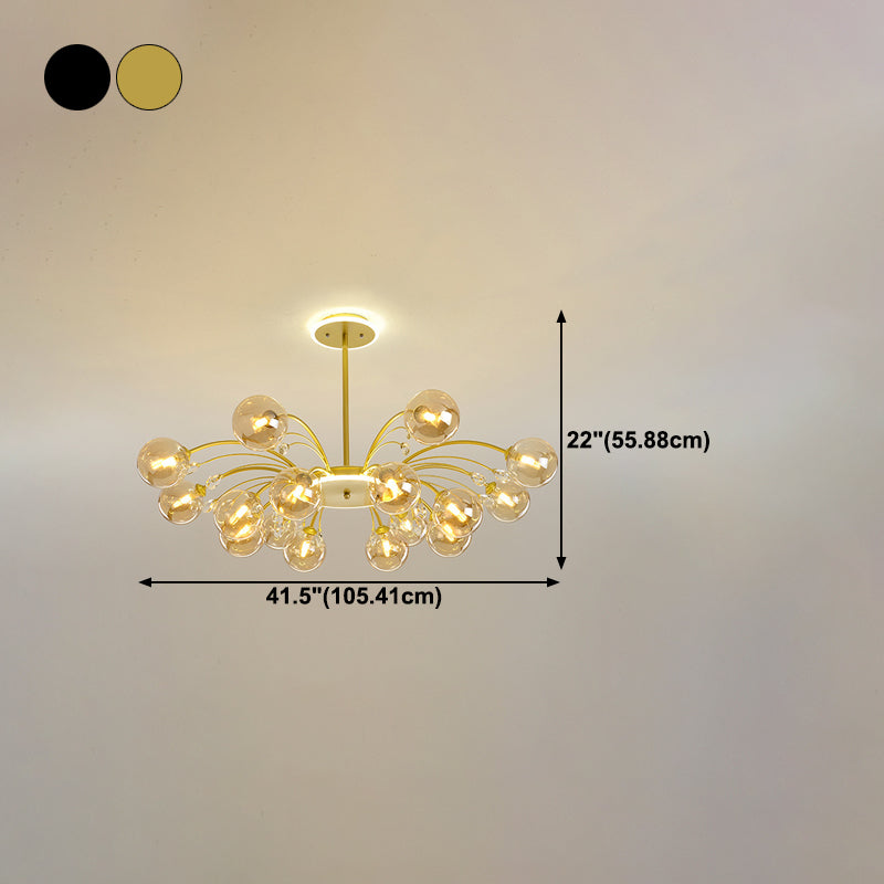 Spherical Shape Chandelier Lighting Modern Style Glass Multi Light Hanging Lamp