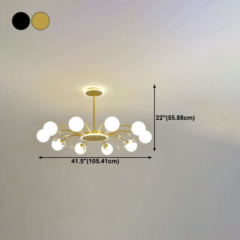 Spherical Shape Chandelier Lighting Modern Style Glass Multi Light Hanging Lamp