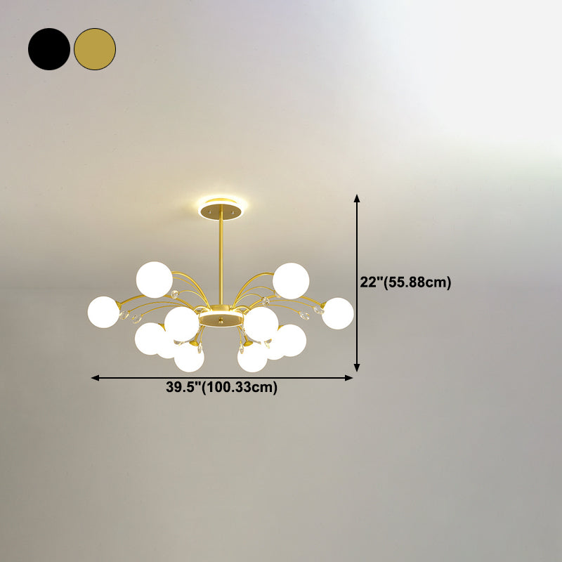 Spherical Shape Chandelier Lighting Modern Style Glass Multi Light Hanging Lamp