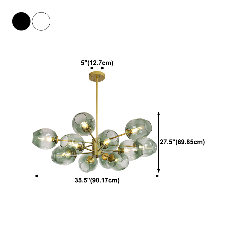 Unique Shape Chandelier Light Modern Style Glass Multi Light Hanging Lamp for Dining Room