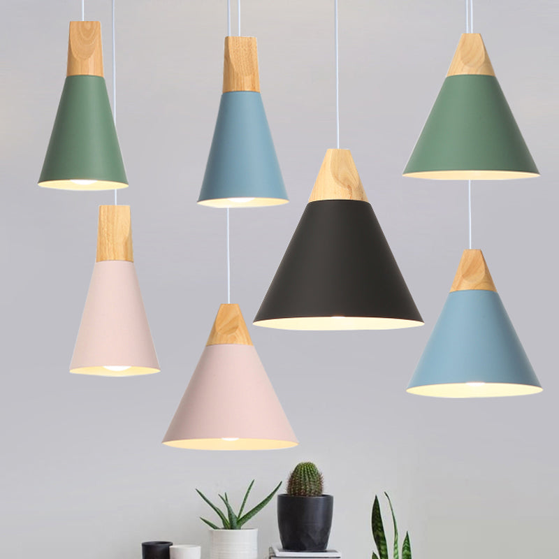 1 Light Cone Hanging Lights Modern Style Metal Drop Pendants