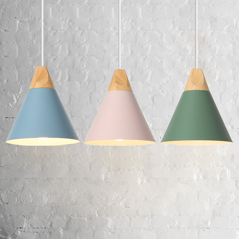 1 Light Cone Hanging Lights Modern Style Metal Drop Pendants