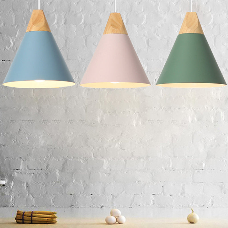 1 Light Cone Hanging Lights Modern Style Metal Drop Pendants