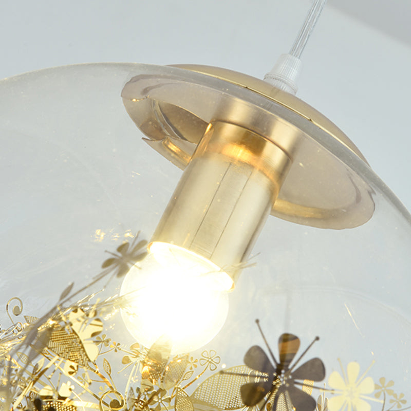 1 Light Orb Hanging Ceiling Light Modern Style Glass Hanging Lamp Kit