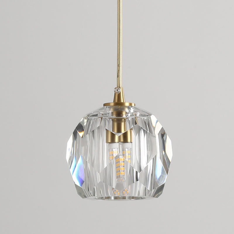 Modern Style Crystal Pendant Light Geometric Hanging Pendant for Bedroom