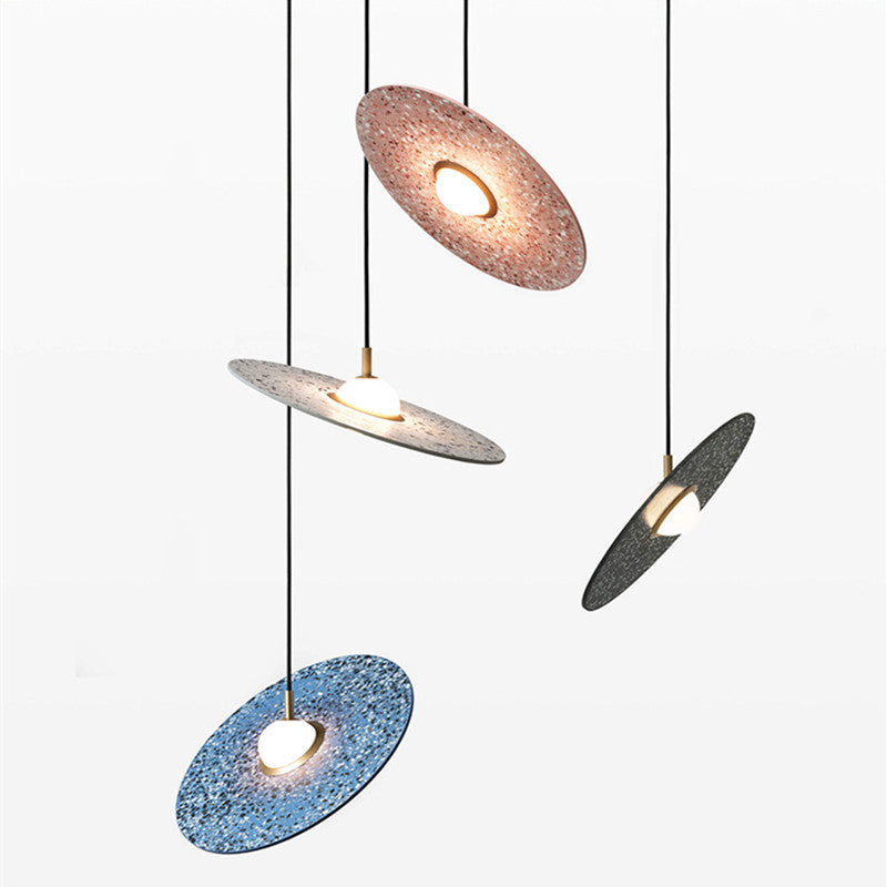 1-Light Hanging Light Fixture Modern LED Pendant Lamp with Stone Shade for Bedroom