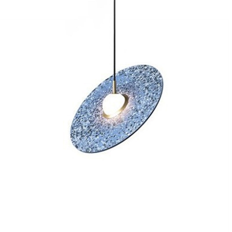 1-Light Hanging Light Fixture Modern LED Pendant Lamp with Stone Shade for Bedroom