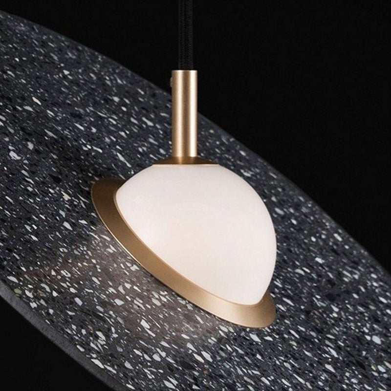 1-Light Hanging Light Fixture Modern LED Pendant Lamp with Stone Shade for Bedroom