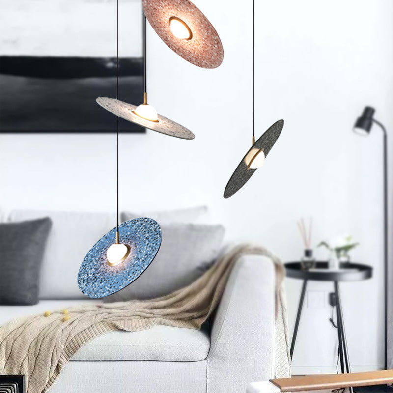 1-Light Hanging Light Fixture Modern LED Pendant Lamp with Stone Shade for Bedroom