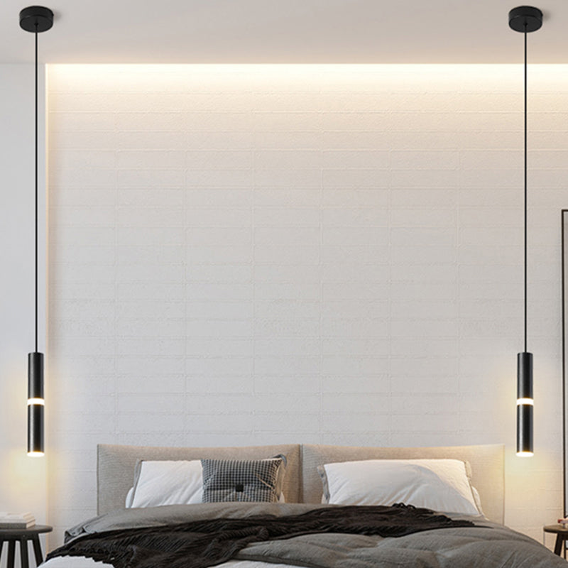 Nordic Style Pendant Light Cylinder Shape Ceiling Lamp with Acrylic Shade for Bedroom