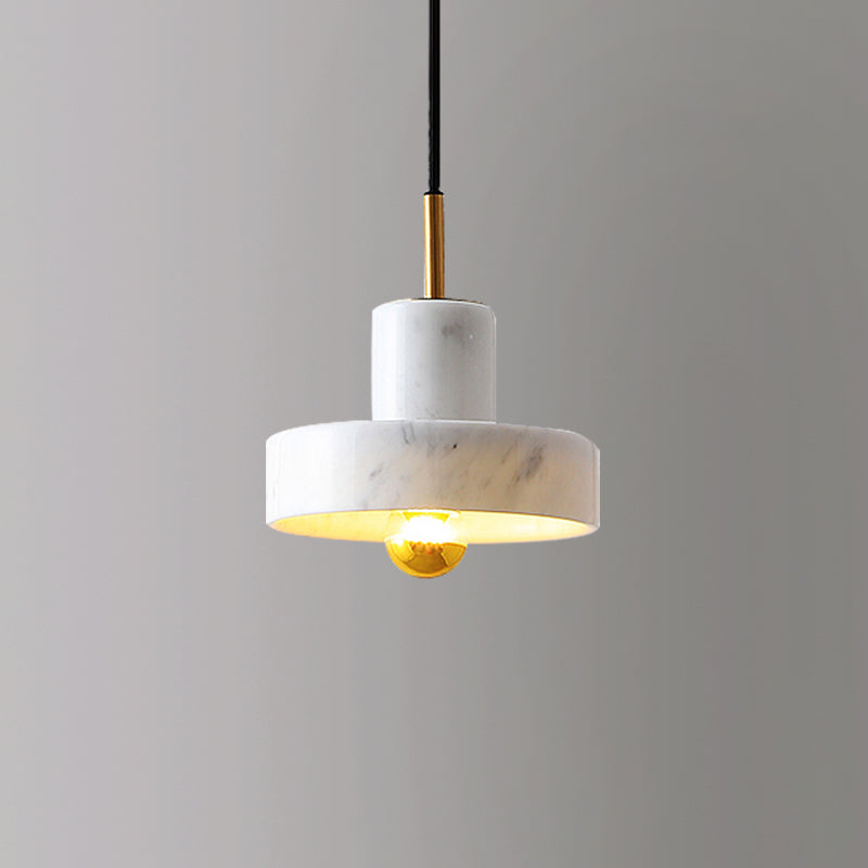 Modern Hanging Light Fixture 1-Light Pendant Lamp with Stone Shade for Bedroom