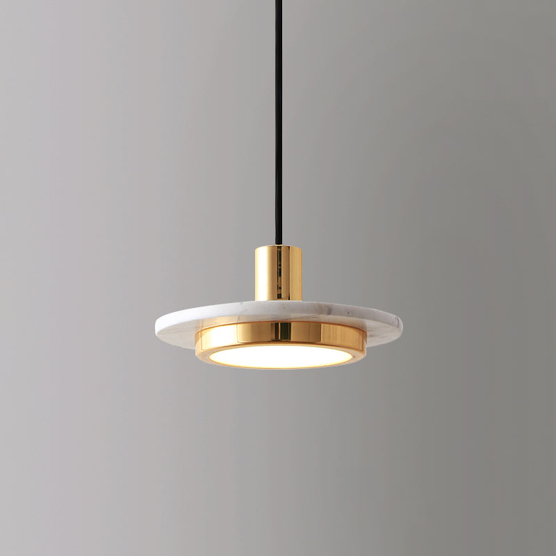 Modern Hanging Light Fixture 1-Light Pendant Lamp with Stone Shade for Bedroom