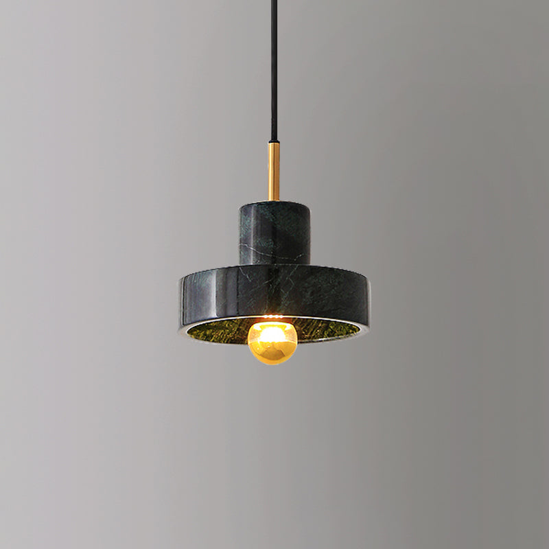 Modern Hanging Light Fixture 1-Light Pendant Lamp with Stone Shade for Bedroom