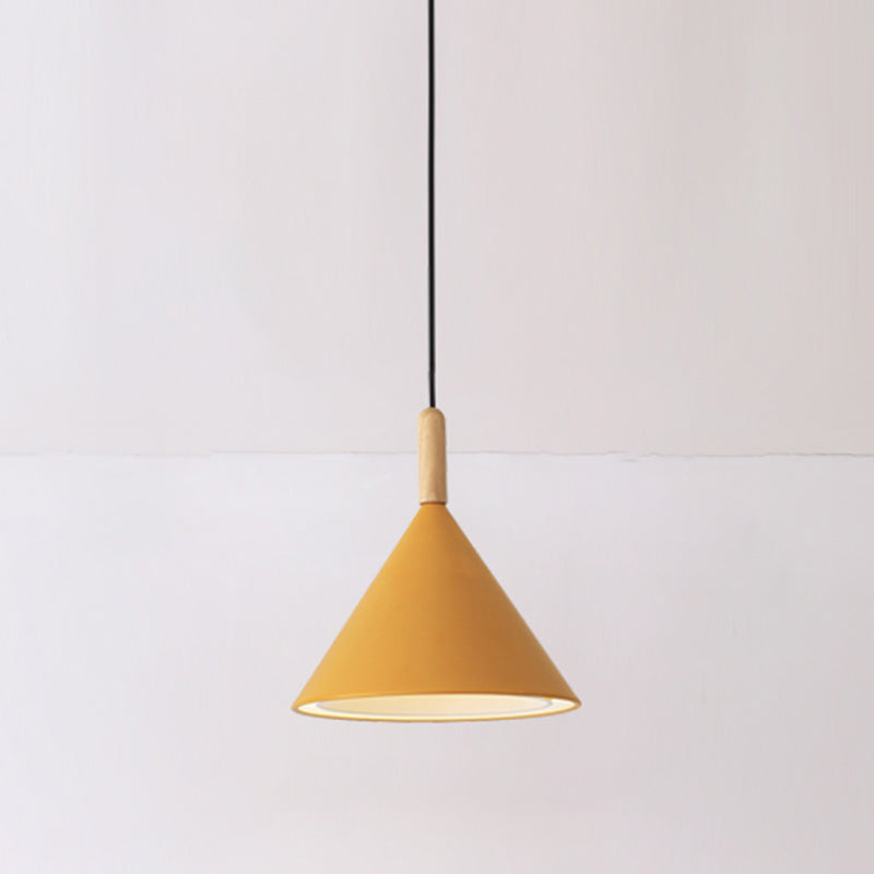 Metal Cone Shade Hanging Lights Modern Macaron Style 1 Light Hanging Mount Fixture