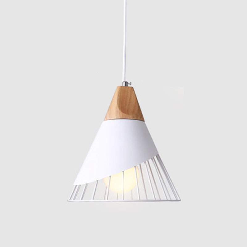 Modern Dining Room Ceiling Pendant Light Wood Cone Hanging Light with 1 Light