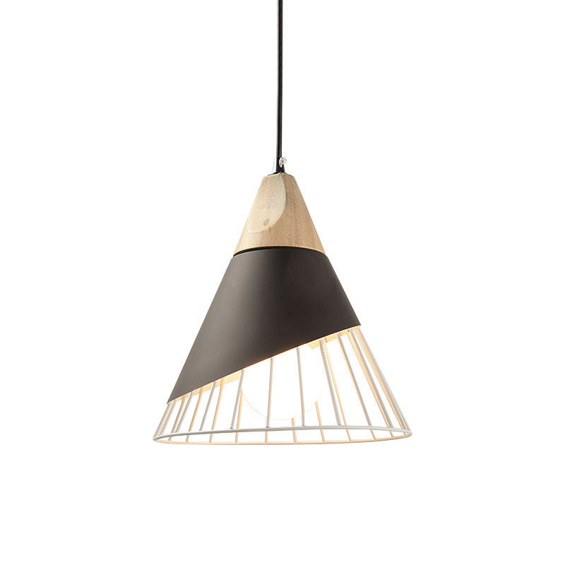 Modern Dining Room Ceiling Pendant Light Wood Cone Hanging Light with 1 Light