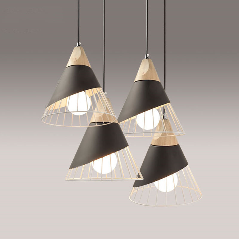 Modern Dining Room Ceiling Pendant Light Wood Cone Hanging Light with 1 Light