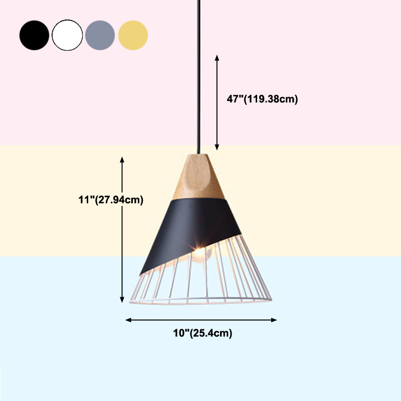 Modern Dining Room Ceiling Pendant Light Wood Cone Hanging Light with 1 Light