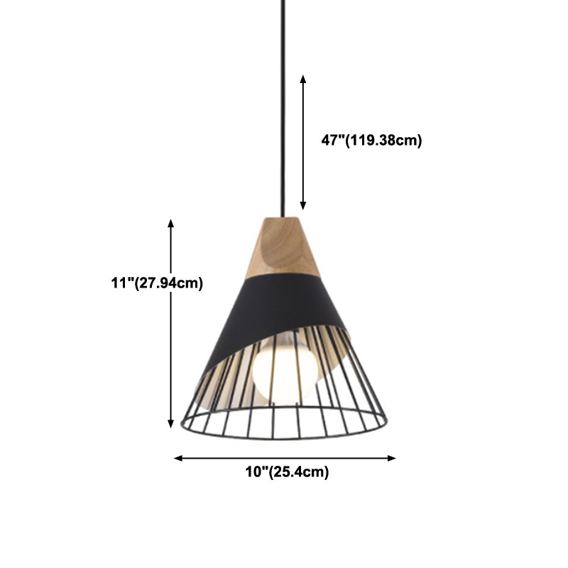 Modern Dining Room Ceiling Pendant Light Wood Cone Hanging Light with 1 Light