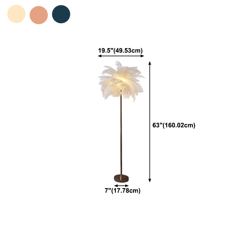 Modern Floor Lamp Colorful Floor Lighting Fixture with Feather Shade for Sitting Room