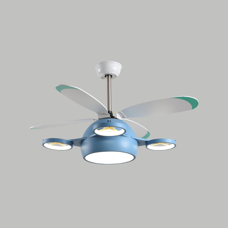 Plane Shape Metal Ceiling Fans Kid Style Multi Lights Ceiling Fan Lamp Fixture