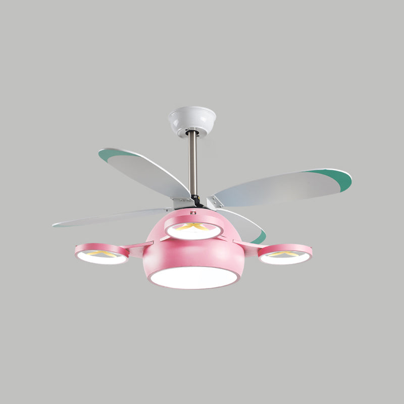 Plane Shape Metal Ceiling Fans Kid Style Multi Lights Ceiling Fan Lamp Fixture