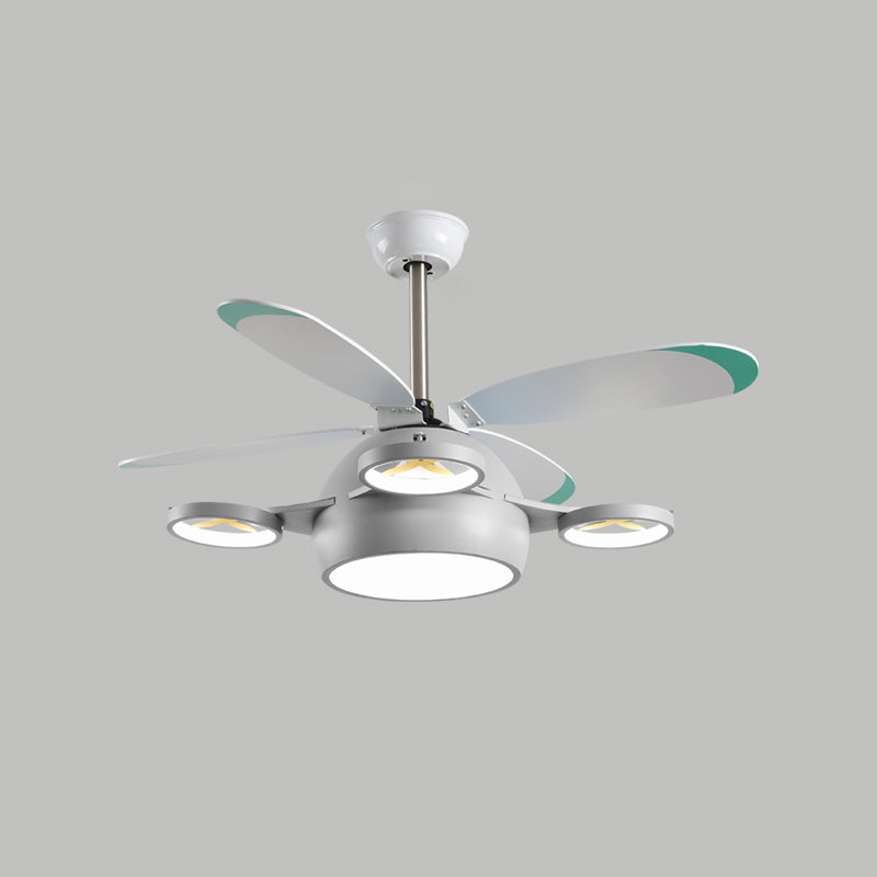 Plane Shape Metal Ceiling Fans Kid Style Multi Lights Ceiling Fan Lamp Fixture