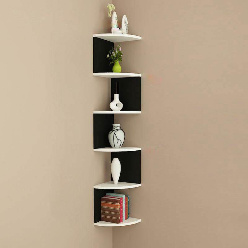 Contemporary Wall Mounted Bookcase Engineered Wood Bookshelf