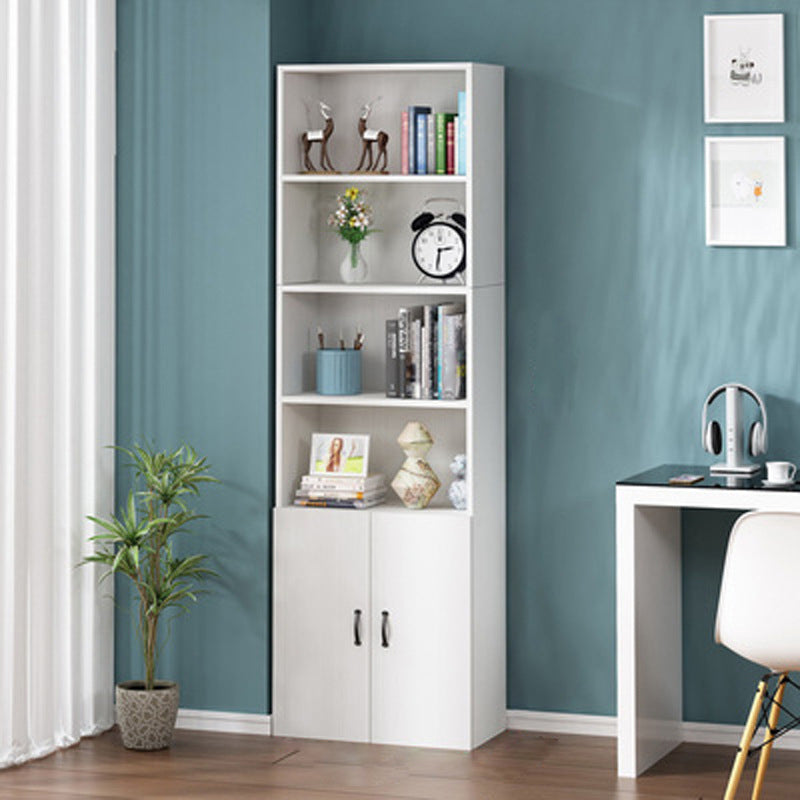 Pure White Shelf Bookcase Modern & Contemporary Bookshelf with Doors for Office