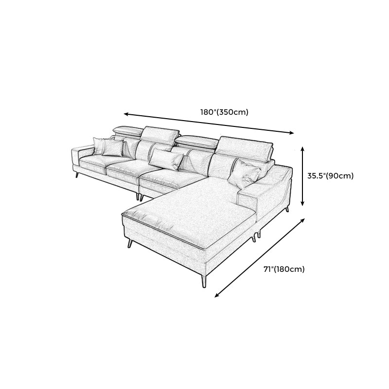 Modern Cushion Back Sectionals 35.43"H Modern Sloped Arm Sofa and Chaise