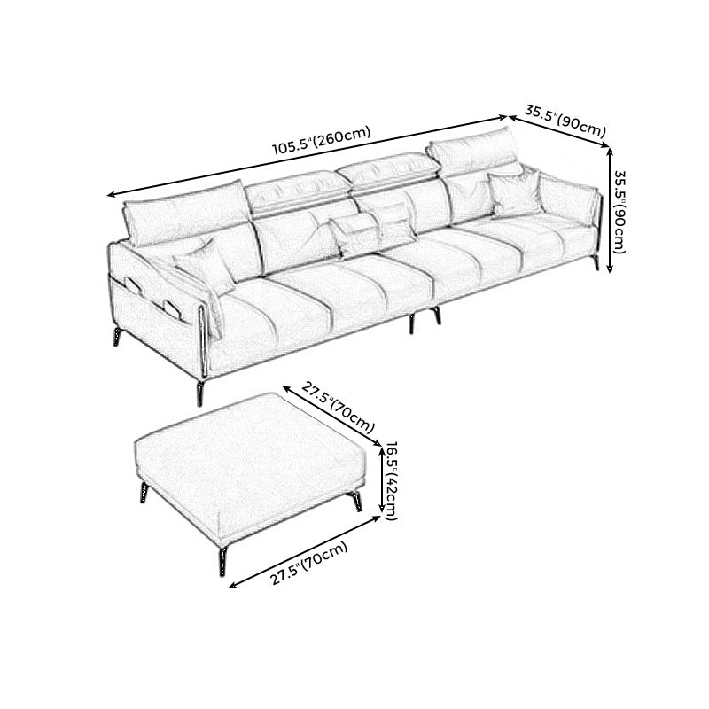 Grey Faux Leather Waterproof Sofa Stain-Resistant High Back Sectional