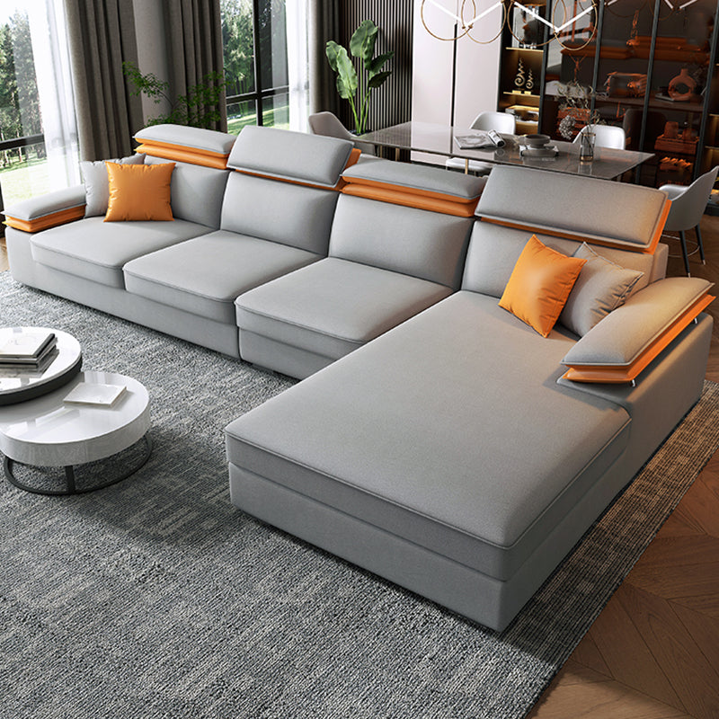 Contemporary 4-Seater L-Shape Sectional  Pillow Top Arm Sofa for Living Room